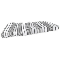 Jordan Manufacturing 43" x 19" Worth Black and Grey Stripe Rectangular Tufted Outdoor Wicker Settee Bench Cushion