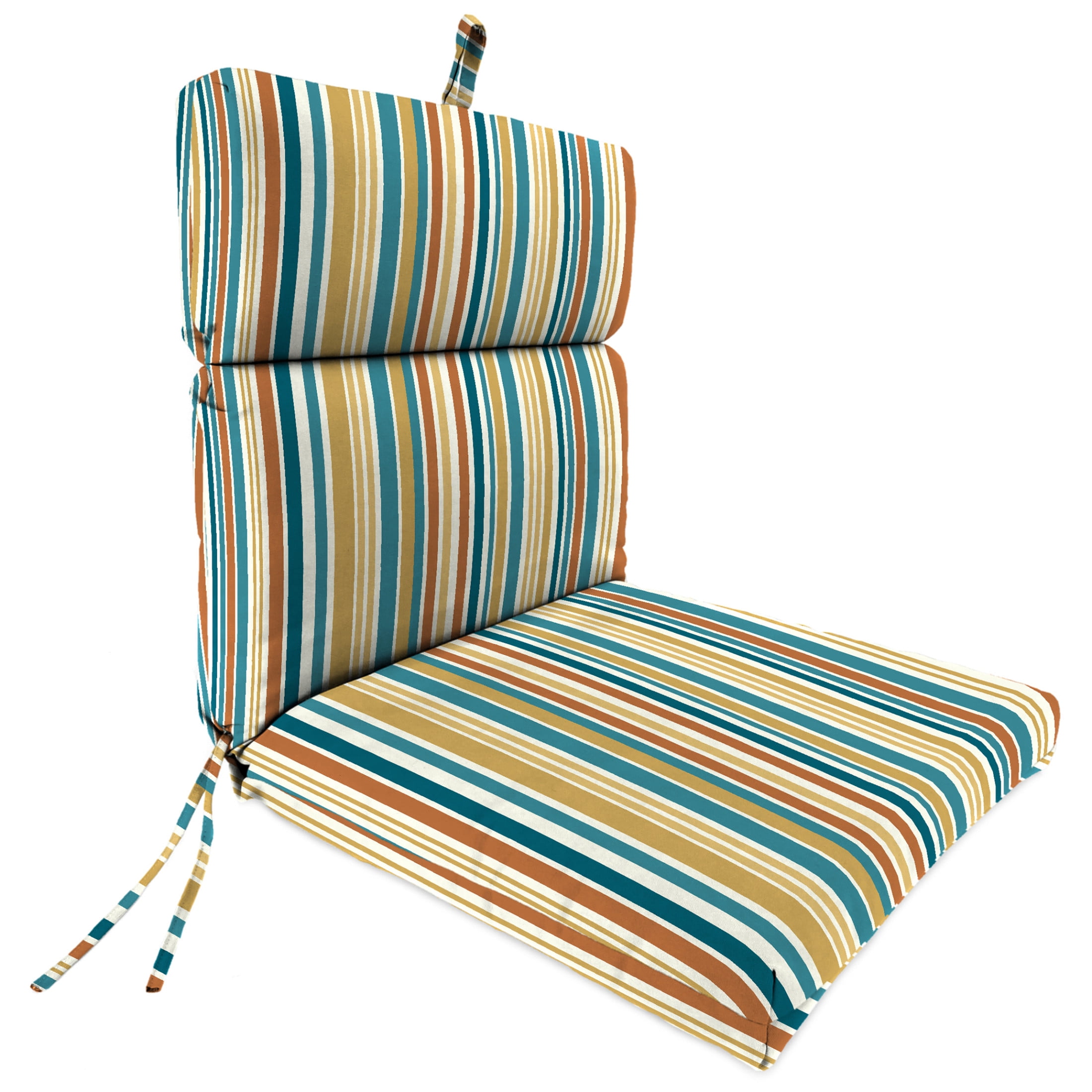 Jordan Manufacturing 43" x 21" Boule Bog Multicolor Stripe Rectangular Outdoor Chair Cushion with Ties and Hanger Loop