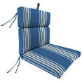 thumbnail image 1 of Jordan Manufacturing 43" x 21" Triton Twilight Blue Stripe Rectangular Outdoor Chair Cushion with Ties and Hanger Loop, 1 of 10
