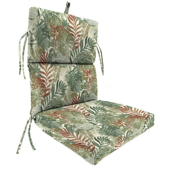 Jordan Manufacturing 43" x 21" Wesley Hedge Cream Leaves Rectangular Outdoor Chair Cushion with Ties and Hanger Loop