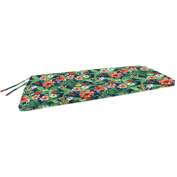 Jordan Manufacturing 44" x 16" Natalia Alpine Navy Floral Rectangular Outdoor Settee Swing Bench Cushion with Ties