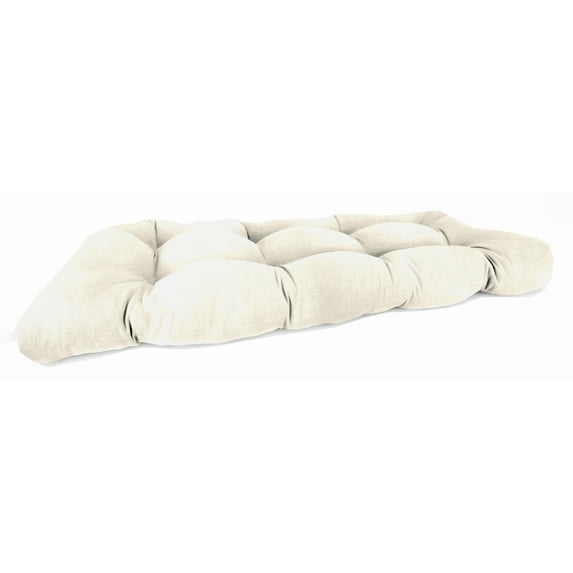 Jordan Manufacturing 44" x 18" Celosia Cream Crosshatch Rectangular Tufted Contoured Outdoor Wicker Settee Bench Cushion