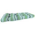 thumbnail image 1 of Jordan Manufacturing 44" x 18" Clique Fresco Blue Stripe Rectangular Tufted Contoured Outdoor Wicker Settee Bench Cushion, 1 of 12