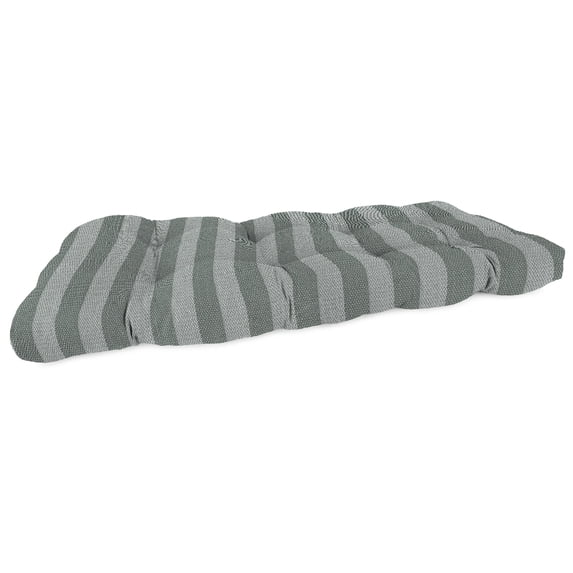 Jordan Manufacturing 44" x 18" Conway Smoke Grey Stripe Rectangular Tufted Contoured Outdoor Wicker Settee Bench Cushion