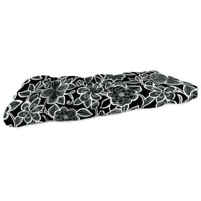 Jordan Manufacturing 44" x 18" Halsey Shadow Black Floral Rectangular Tufted Contoured Outdoor Wicker Settee Bench Cushion