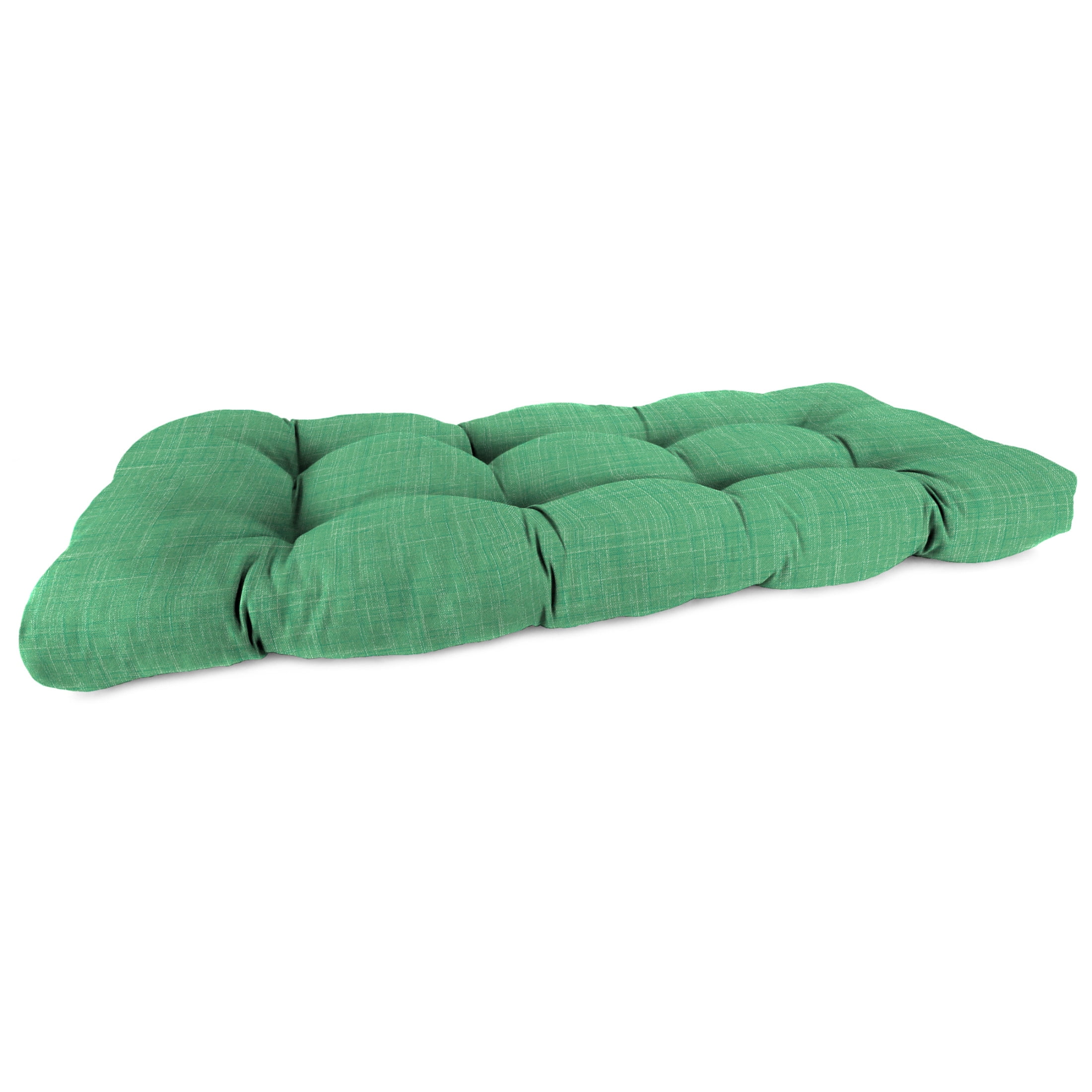 Jordan Manufacturing 44" x 18" Harlow Dill Green Crosshatch Rectangular Tufted Contoured Outdoor Wicker Settee Bench Cushion