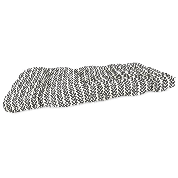 Jordan Manufacturing 44" x 18" Hatch Black Chevron Rectangular Tufted Outdoor Wicker Settee Bench Cushion with Rounded Back Corners