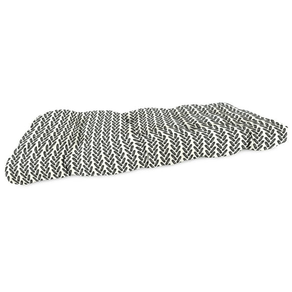 Jordan Manufacturing 44" x 18" Hatch Black Chevron Rectangular Tufted Outdoor Wicker Settee Bench Cushion with Rounded Back Corners
