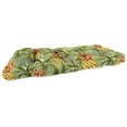 thumbnail image 1 of Jordan Manufacturing 44" x 18" Luau Breeze Green Tropical Rectangular Tufted Contoured Outdoor Wicker Settee Bench Cushion, 1 of 12