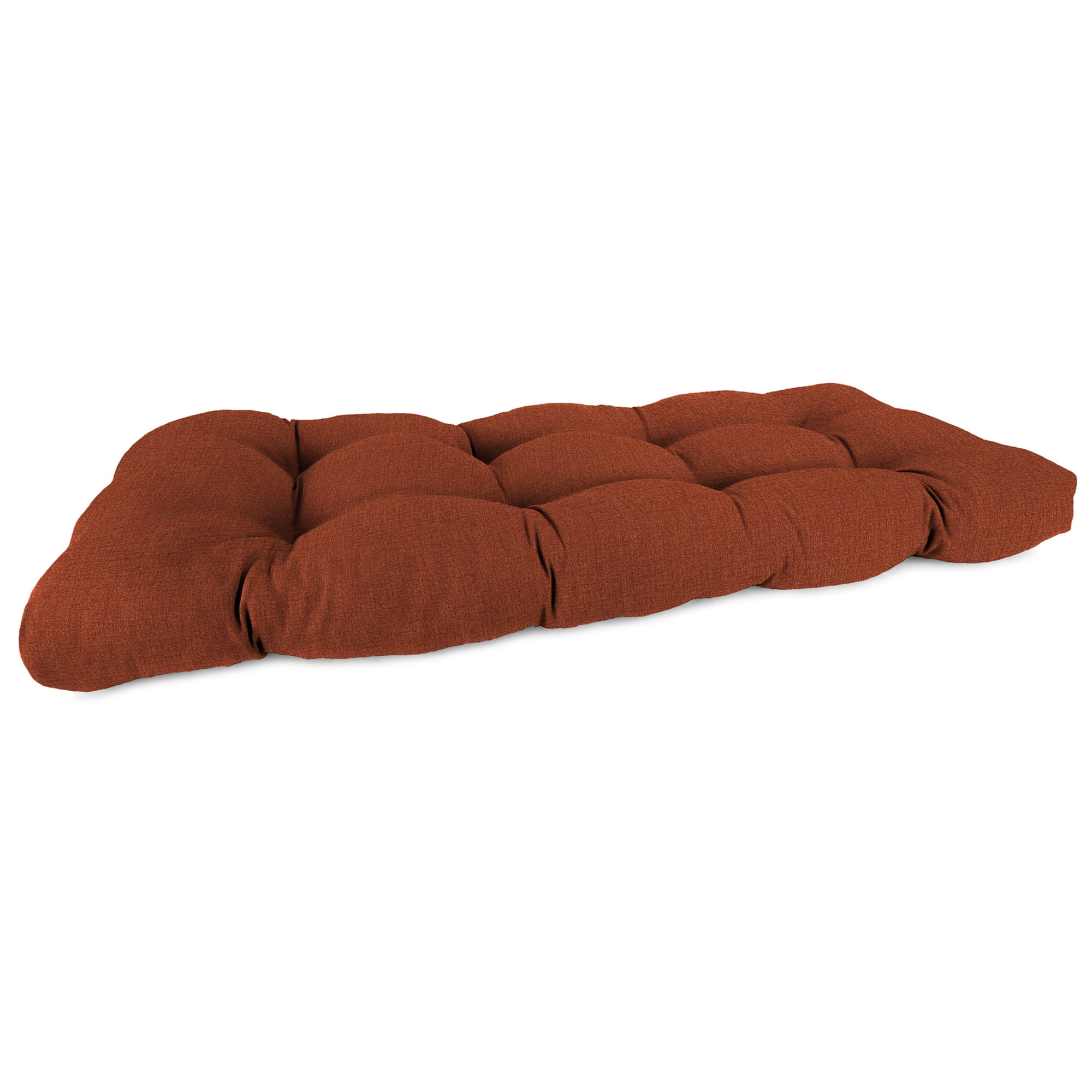 Jordan Manufacturing 44" x 18" McHusk Brick Red Crosshatch Rectangular Tufted Contoured Crosshatch Outdoor Wicker Settee Bench Cushion