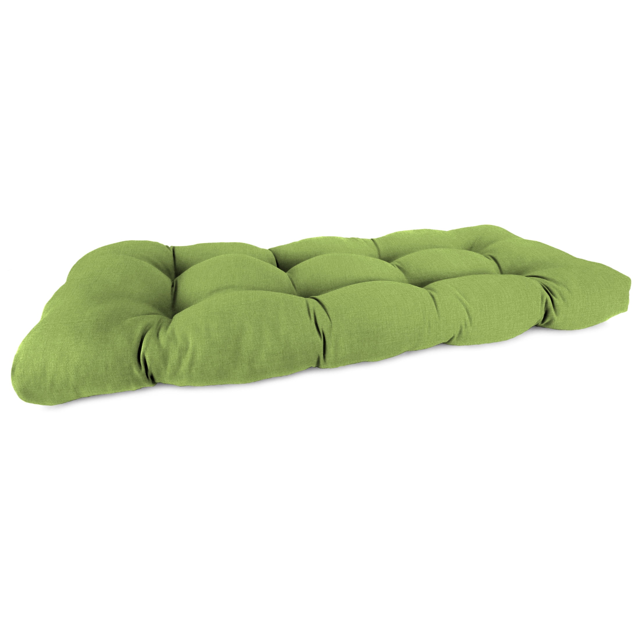 Jordan Manufacturing 44" x 18" McHusk Leaf Green Crosshatch Rectangular Tufted Contoured Crosshatch Outdoor Wicker Settee Bench Cushion