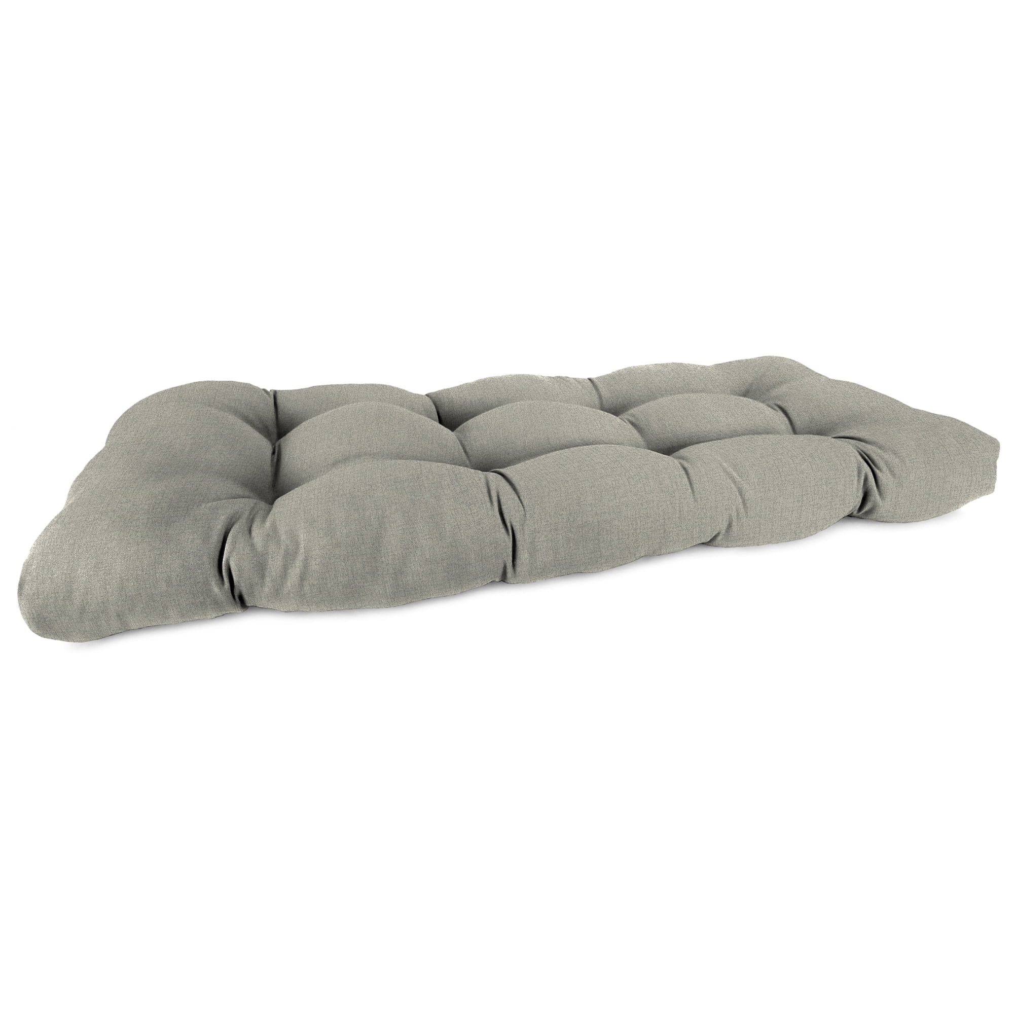 Jordan Manufacturing 44" x 18" McHusk Stone Grey Crosshatch Rectangular Tufted Contoured Crosshatch Outdoor Wicker Settee Bench Cushion