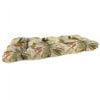 Jordan Manufacturing 44" x 18" Oasis Nutmeg Beige Floral Rectangular Tufted Outdoor Wicker Settee Bench Cushion with Rounded Back Corners