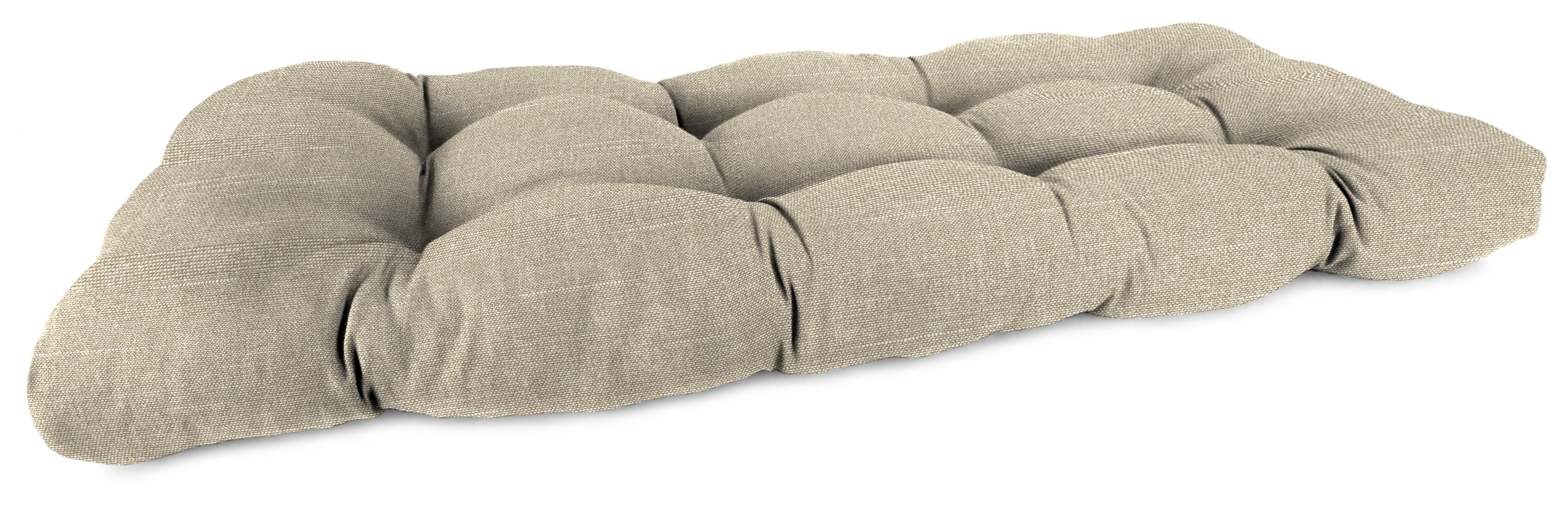 Jordan Manufacturing 44" x 18" Tory Bisque Tan Solid Rectangular Tufted Outdoor Wicker Settee Bench Cushion with Rounded Back Corners