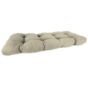 Jordan Manufacturing 44" x 18" Tory Bisque Tan Solid Rectangular Tufted Outdoor Wicker Settee Bench Cushion with Rounded Back Corners