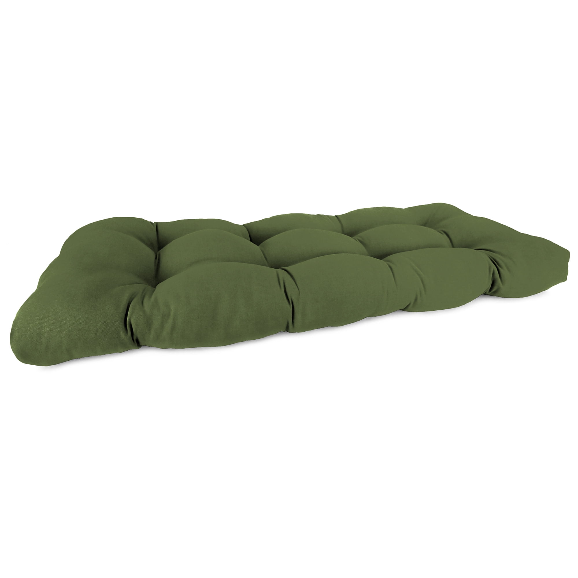 Jordan Manufacturing 44" x 18" Veranda Hunter Green Solid Rectangular Tufted Contoured Outdoor Wicker Settee Bench Cushion