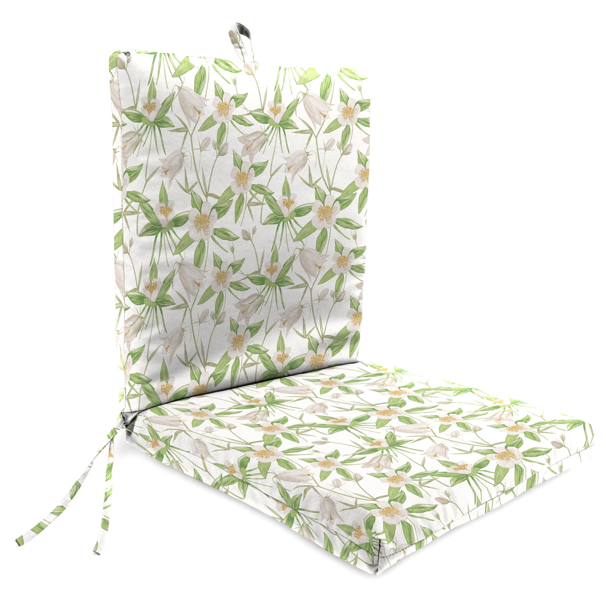 Jordan Manufacturing 44" x 21" Alleah Chutney Cream Floral Rectangular Outdoor Chair Cushion with Ties and Hanger Loop