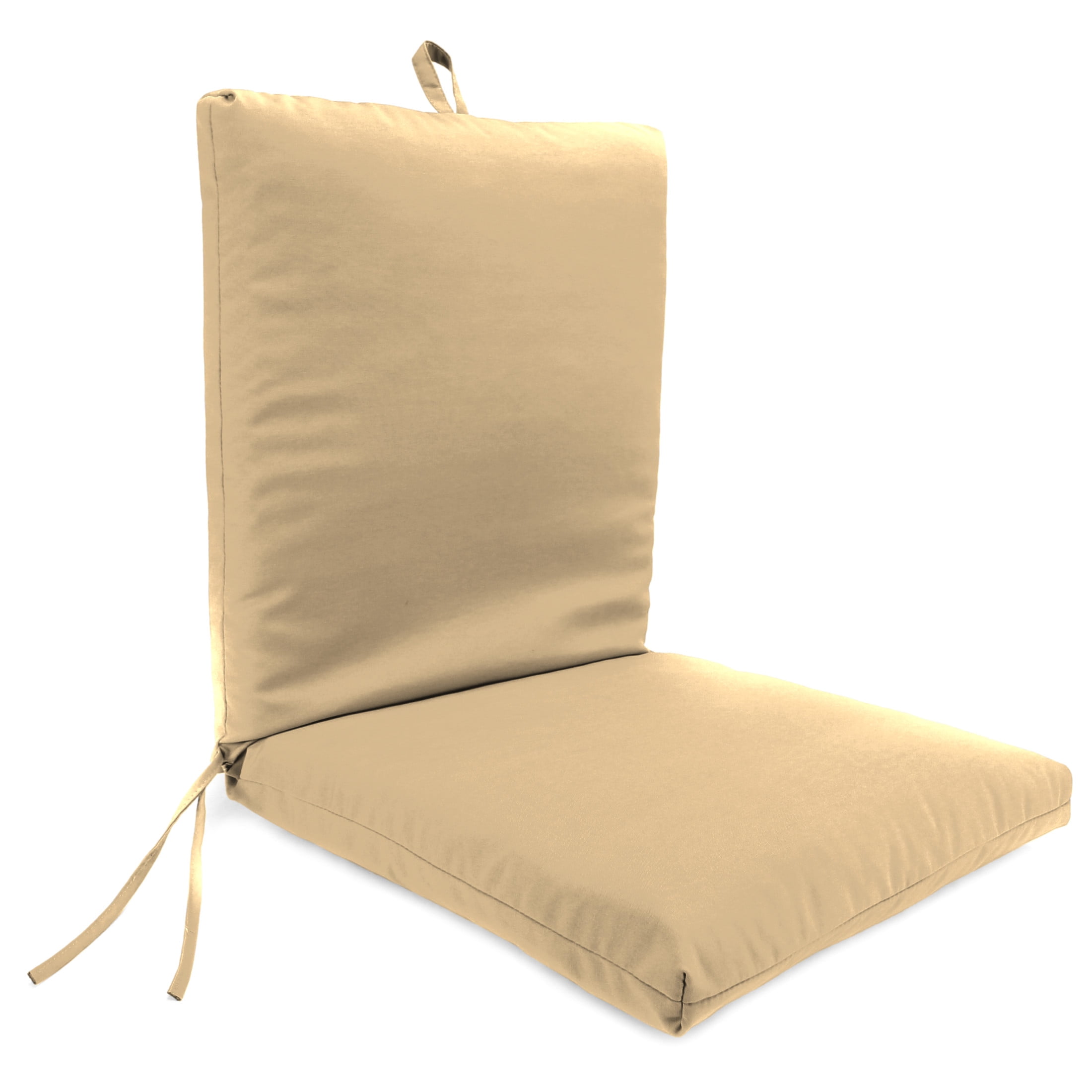 Jordan Manufacturing 44" x 21" Antique Beige Solid Rectangular Outdoor Chair Cushion with Ties and Hanger Loop
