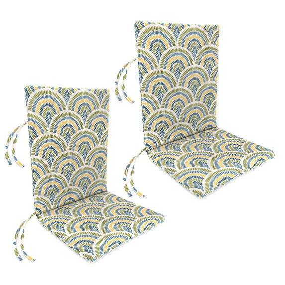 Jordan Manufacturing 44" x 21" Breaker Butter Multicolor Dash Rectangular Outdoor Chair Cushion with Ties (2 Pack)