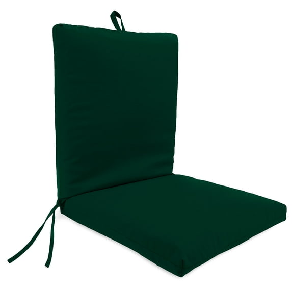 Jordan Manufacturing 44" x 21" Forest Green Solid Rectangular Outdoor Chair Cushion with Ties and Hanger Loop