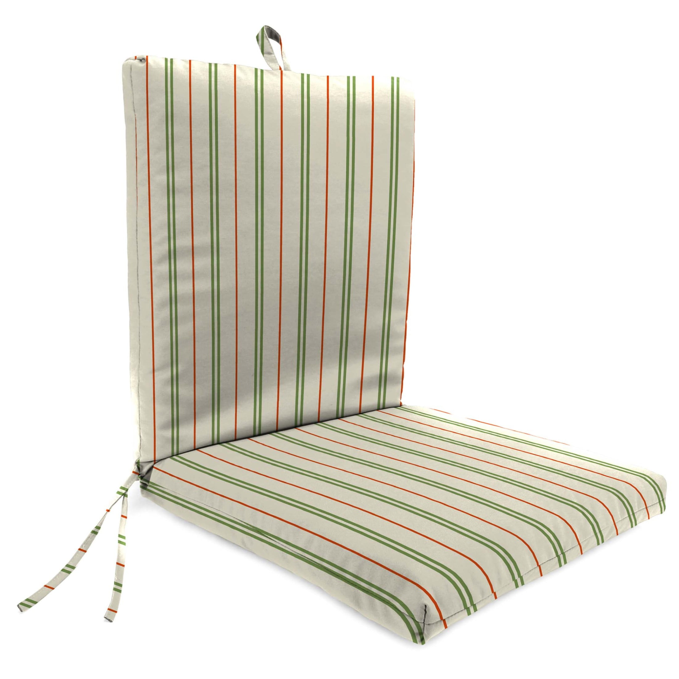 Jordan Manufacturing 44" x 21" Gallan Cedar Grey Stripe Rectangular Outdoor Chair Cushion with Ties and Hanger Loop