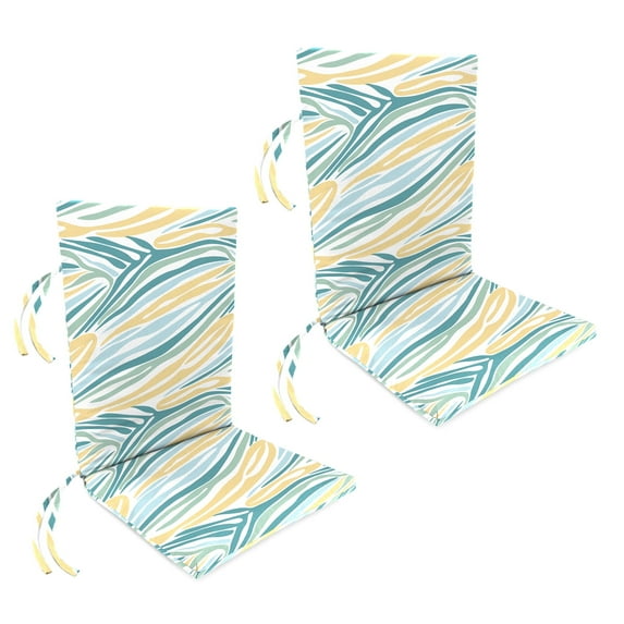 Jordan Manufacturing 44" x 21" Lilo Tapioca Multicolor Abstract Rectangular Outdoor Chair Cushion with Ties (2 Pack)