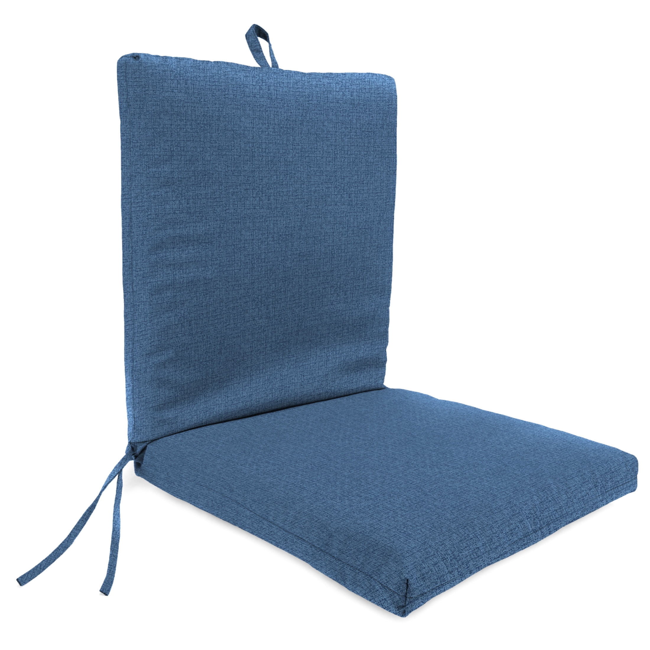 Jordan Manufacturing 44" x 21" McHusk Capri Blue Crosshatch Rectangular Outdoor Chair Cushion with Ties and Hanger Loop