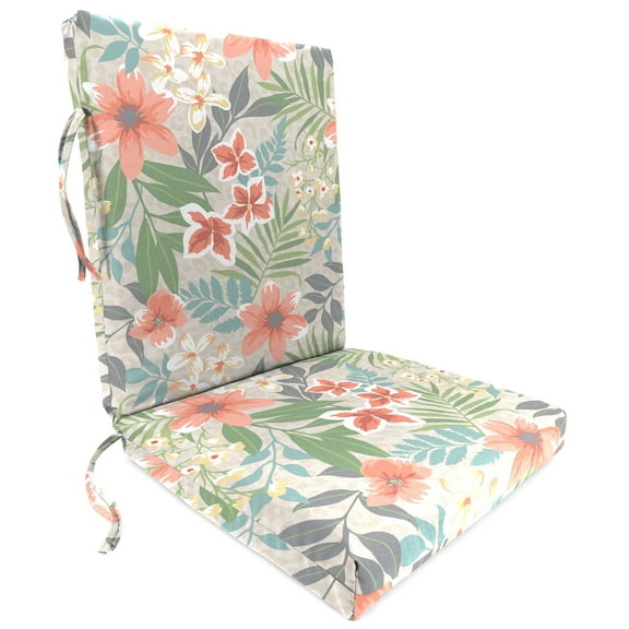 Jordan Manufacturing 44" x 21" Menda Tearose Multicolor Floral Rectangular Outdoor Chair Cushion with Ties