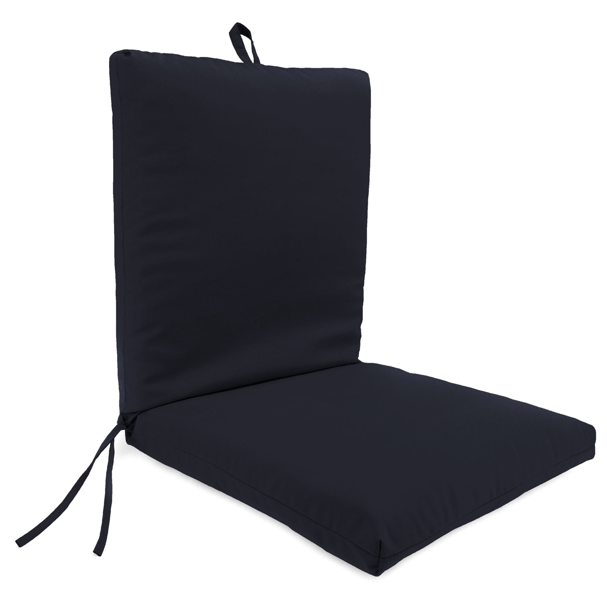 Jordan Manufacturing 44" x 21" Navy Solid Rectangular Outdoor Chair Cushion with Ties and Hanger Loop