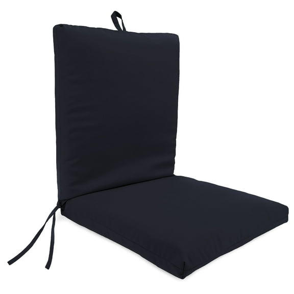 Jordan Manufacturing 44" x 21" Navy Solid Rectangular Outdoor Chair Cushion with Ties and Hanger Loop