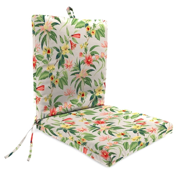 Jordan Manufacturing 44" x 21" Norrah Ginger Beige Tropical Rectangular Outdoor Chair Cushion with Ties and Hanger Loop