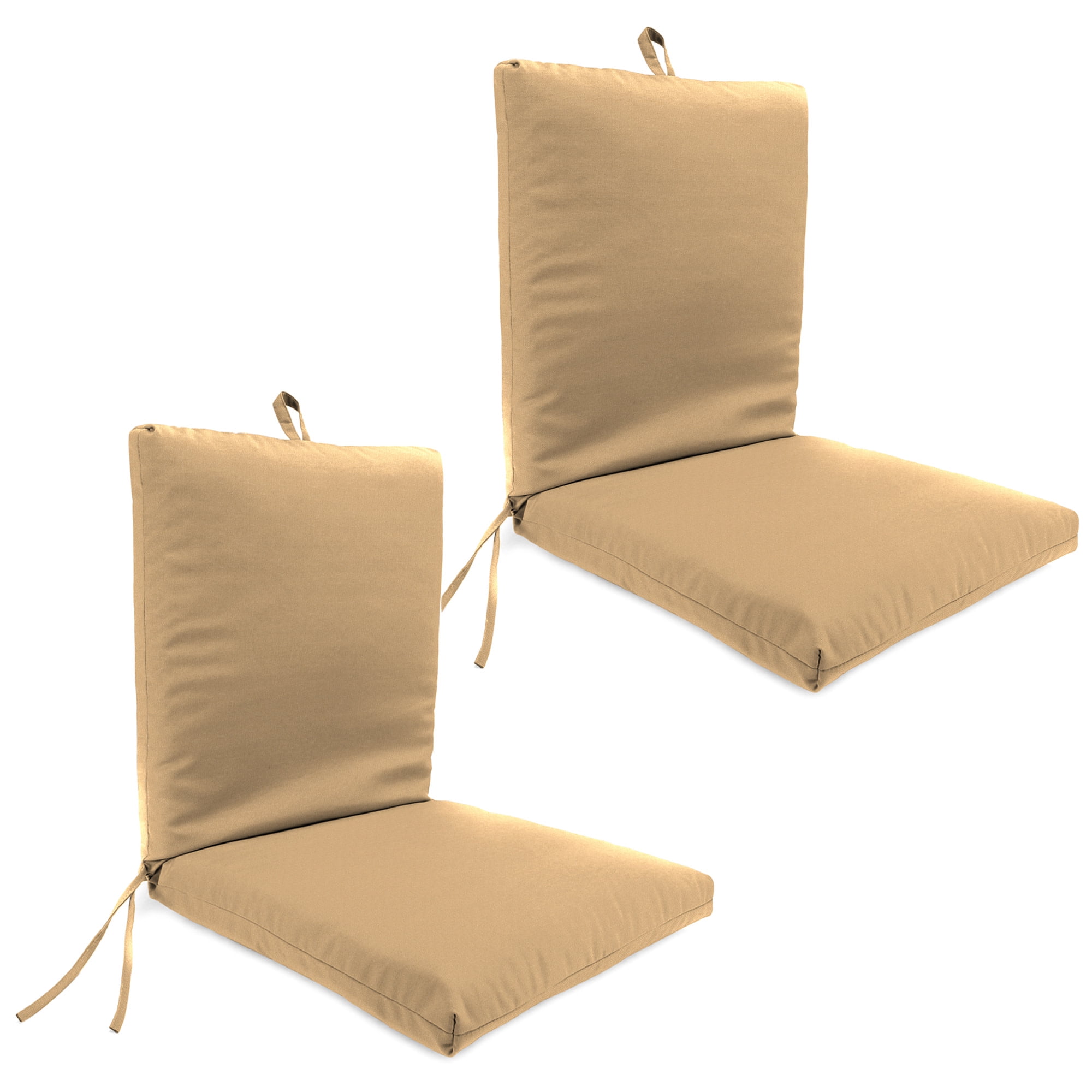 Jordan Manufacturing 44" x 21" Rave Birch Tan Solid Rectangular Outdoor Chair Cushion with Ties and Hanger Loop (2 Pack)