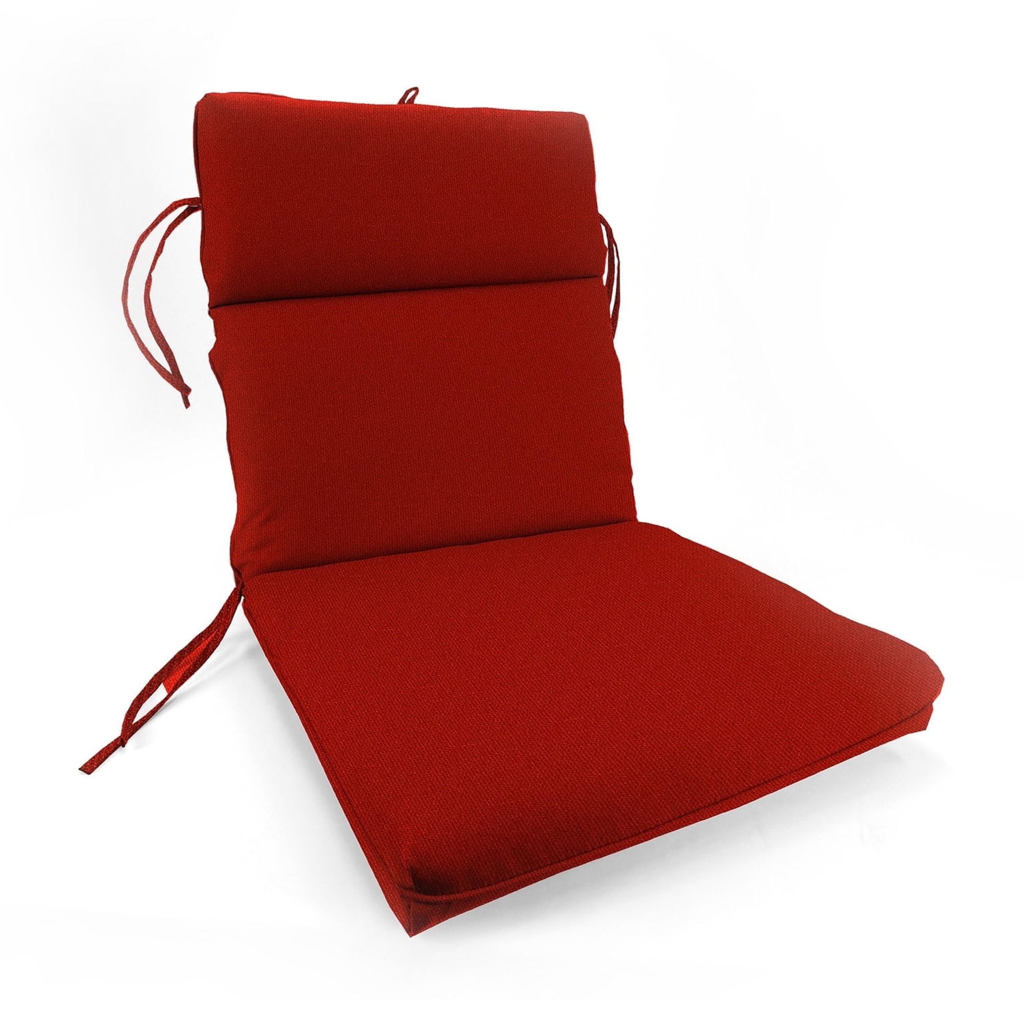 Jordan Manufacturing 44" x 21" Rave Cherry Red Solid Rectangular Outdoor Chair Cushion with Ties, Hanger Loop and Welt
