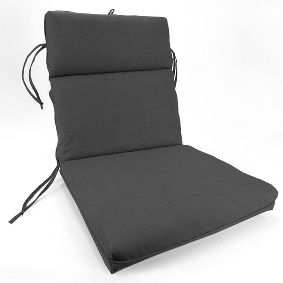 Jordan Manufacturing 44" x 21" Rave Graphite Gray Solid Rectangular Outdoor Chair Cushion with Ties, Welt and Hanger Loop