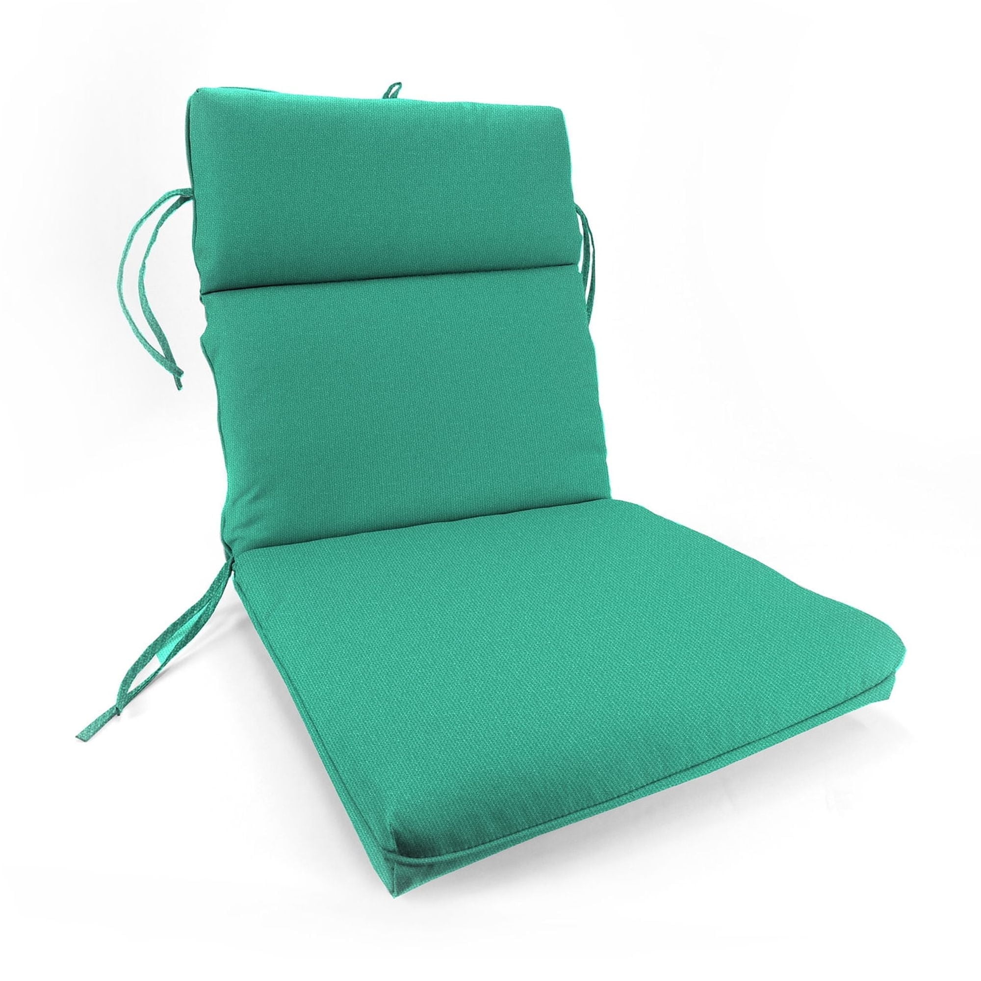 Jordan Manufacturing 44" x 21" Rave Seaspray Teal Solid Rectangular Outdoor Chair Cushion with Ties, Hanger Loop and Welt