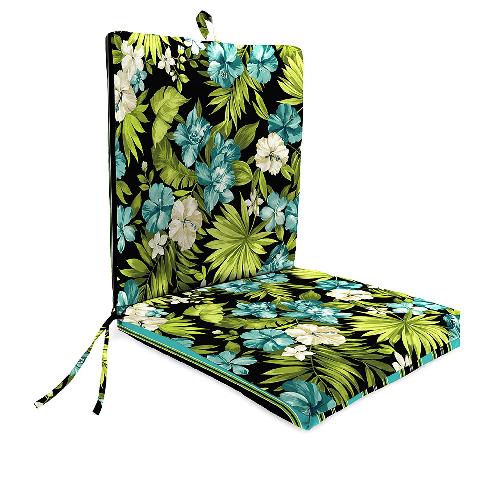 Jordan Manufacturing 44" x 21" Rectangular Outdoor Chair Cushion with Ties and Hanger Loop