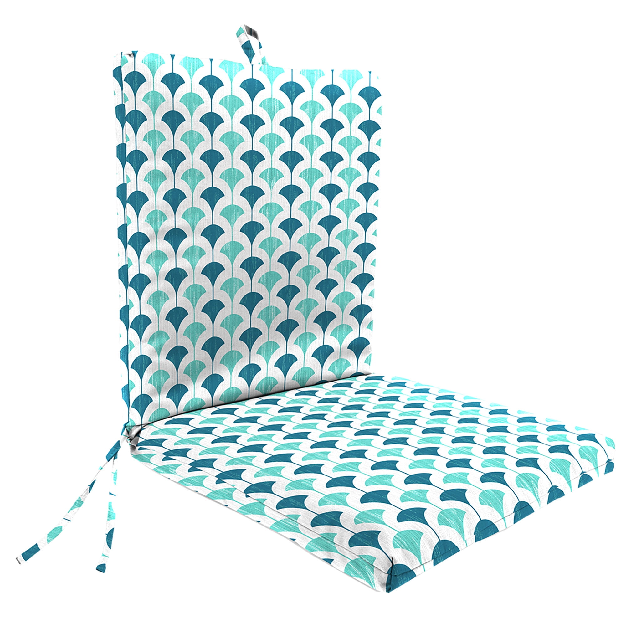 Chism Blanche Blue and White Outdoor Chair Cushion with Ties