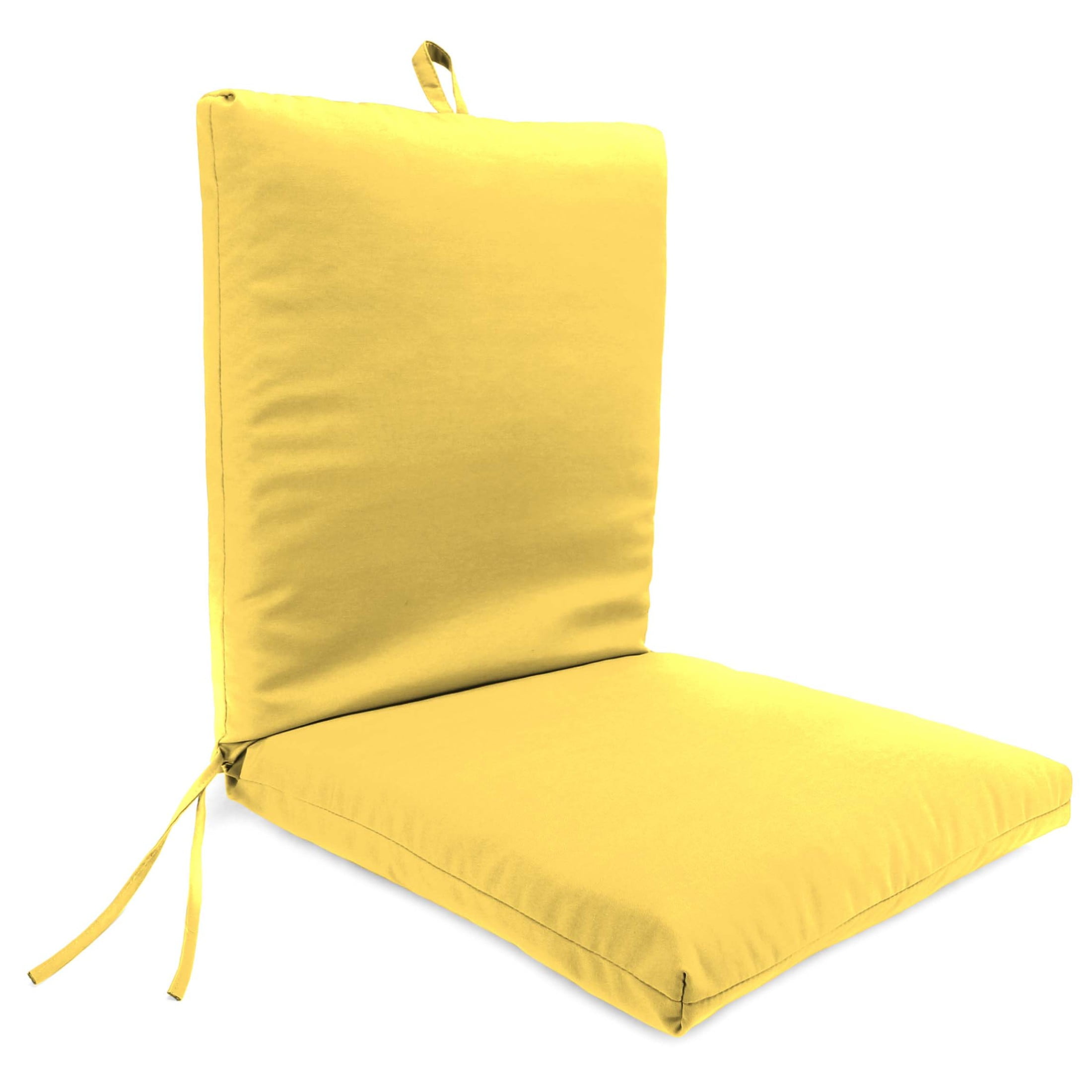 Sunray Yellow Polyester Outdoor Chair Cushion with Ties and Hanger Loop