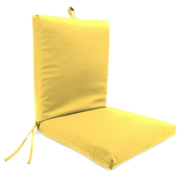 Jordan Manufacturing 44" x 21" Sunray Yellow Solid Rectangular Outdoor Chair Cushion with Ties and Hanger Loop