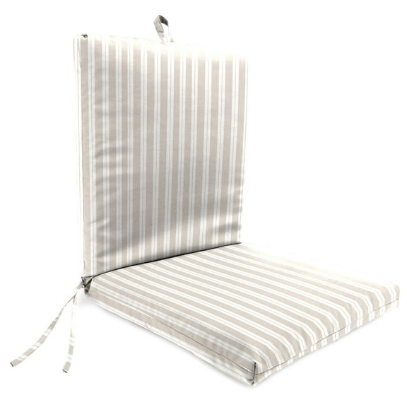 Jordan Manufacturing 44" x 21" Swain Sand and White Stripe Rectangular Outdoor Chair Cushion with Ties and Hanger Loop