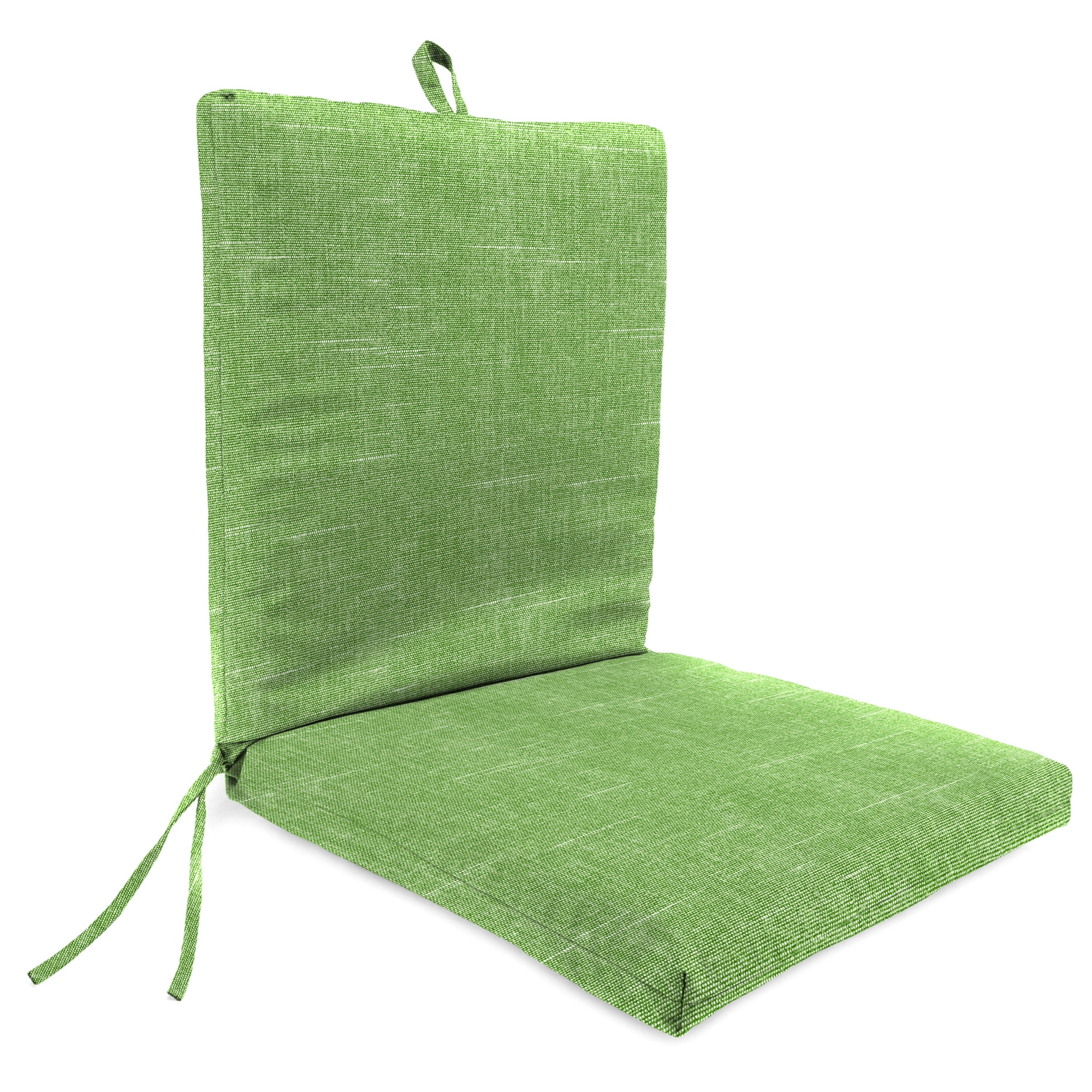 Jordan Manufacturing 44" x 21" Tory Palm Green Crosshatch Rectangular Outdoor Chair Cushion with Ties and Hanger Loop