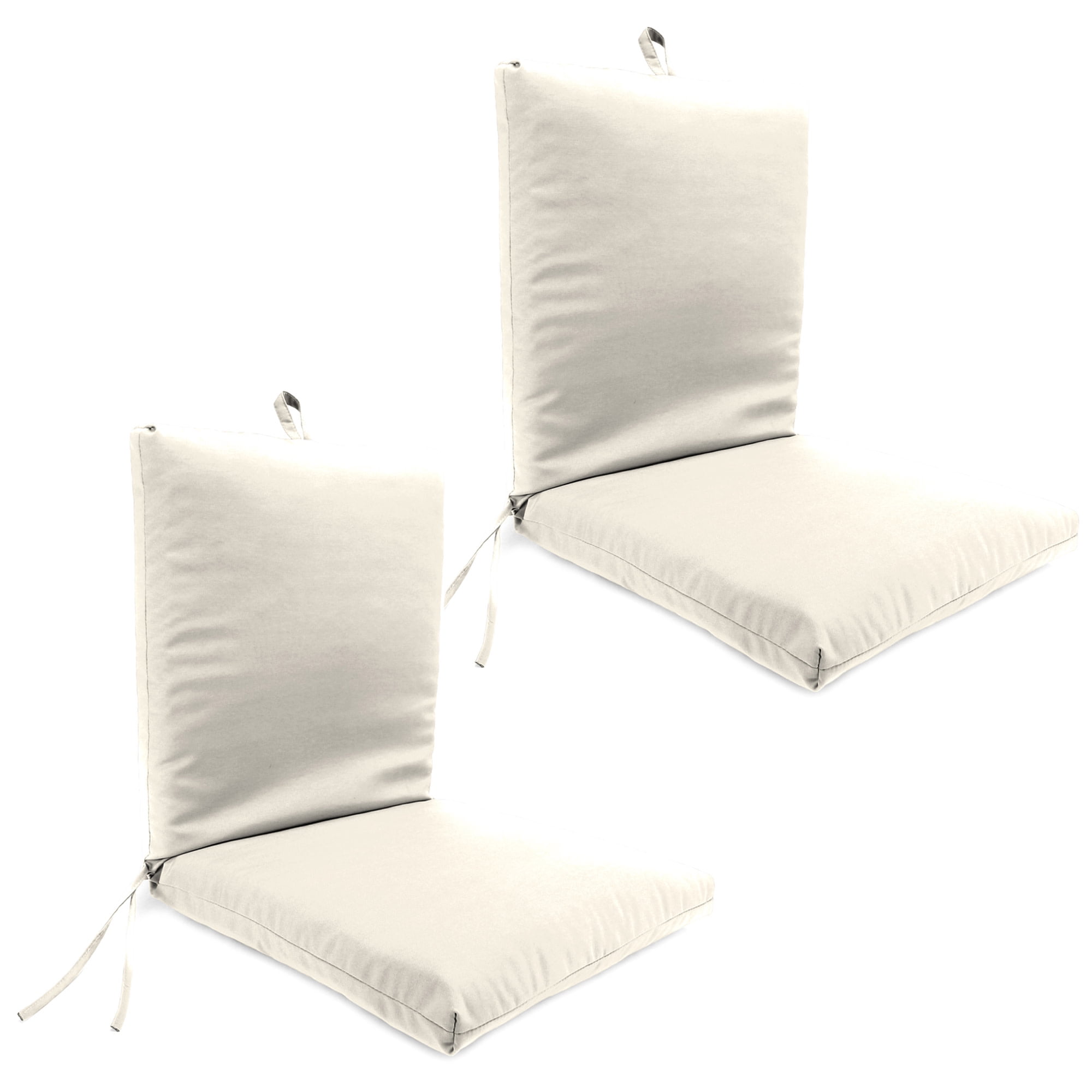 Jordan Manufacturing 44" x 21" Veranda Cream Solid Rectangular Outdoor Chair Cushion with Ties and Hanger Loop (2 Pack)