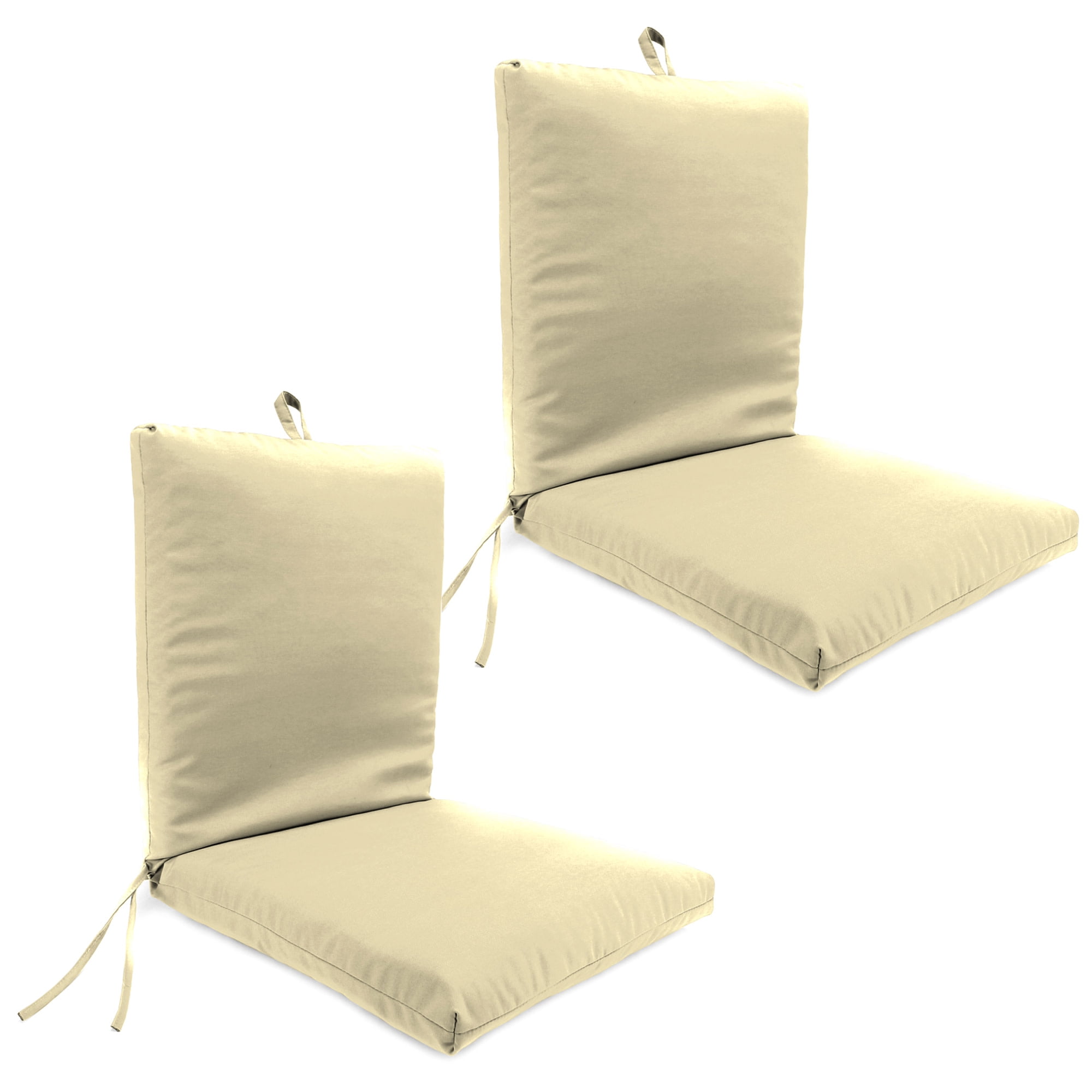 Jordan Manufacturing 44" x 21" Veranda Tan Solid Rectangular Outdoor Chair Cushion with Ties and Hanger Loop (2 Pack)