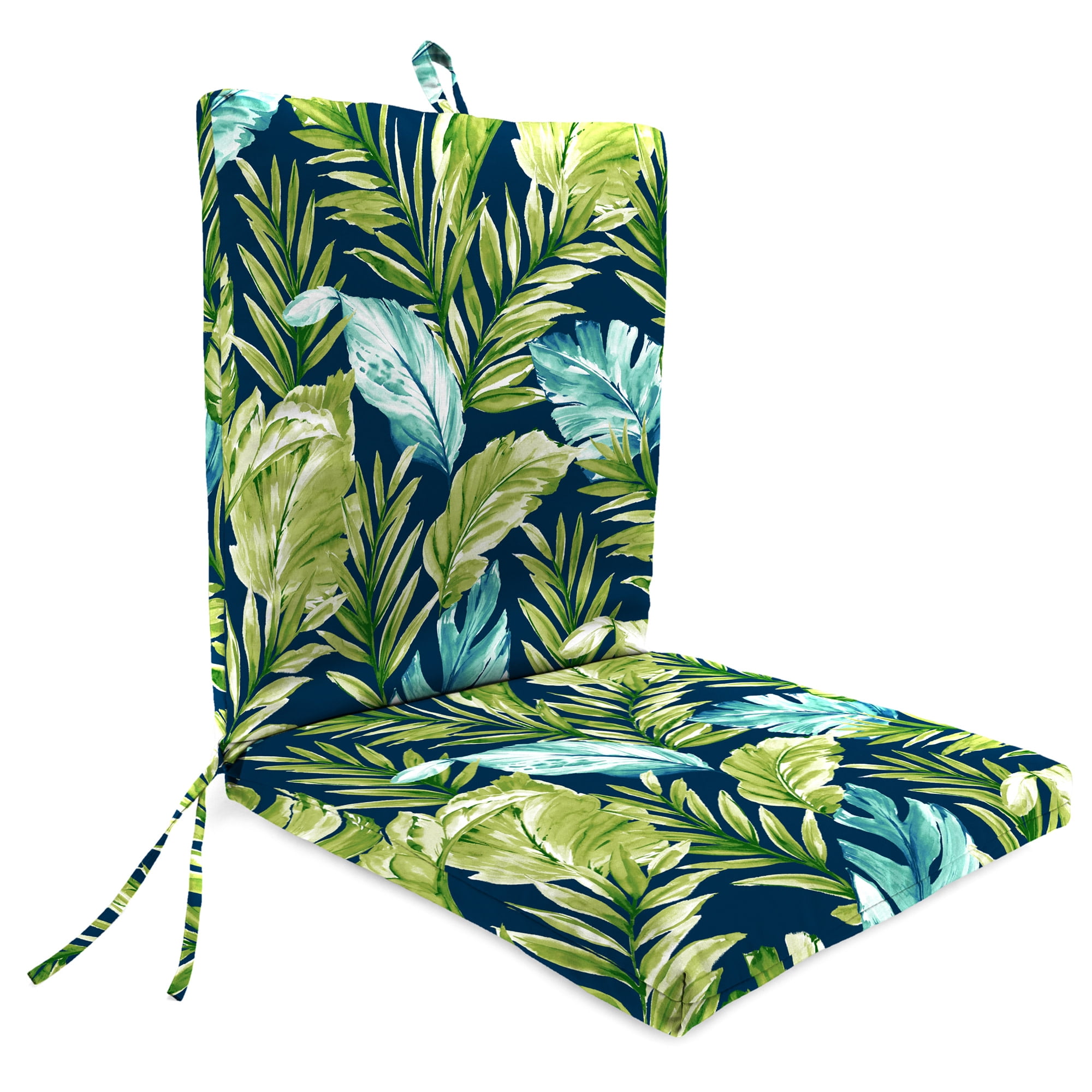 Zealand Capri Multicolor Leaves Outdoor Chair Cushion with Ties