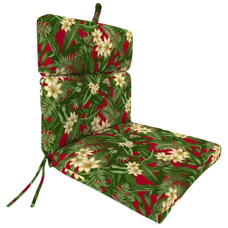 Jordan Manufacturing 44" x 22" Acadia Red Tropical Rectangular Outdoor Chair Cushion with Ties and Hanger Loop