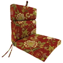 Jordan Manufacturing 44" x 22" Alberta Salsa Red Floral Rectangular Outdoor Chair Cushion with Ties and Hanger Loop
