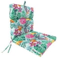 thumbnail image 1 of Jordan Manufacturing 44" x 22" Alene Aquatic Light Blue Tropical Rectangular Outdoor Chair Cushion with Ties and Hanger Loop, 1 of 10