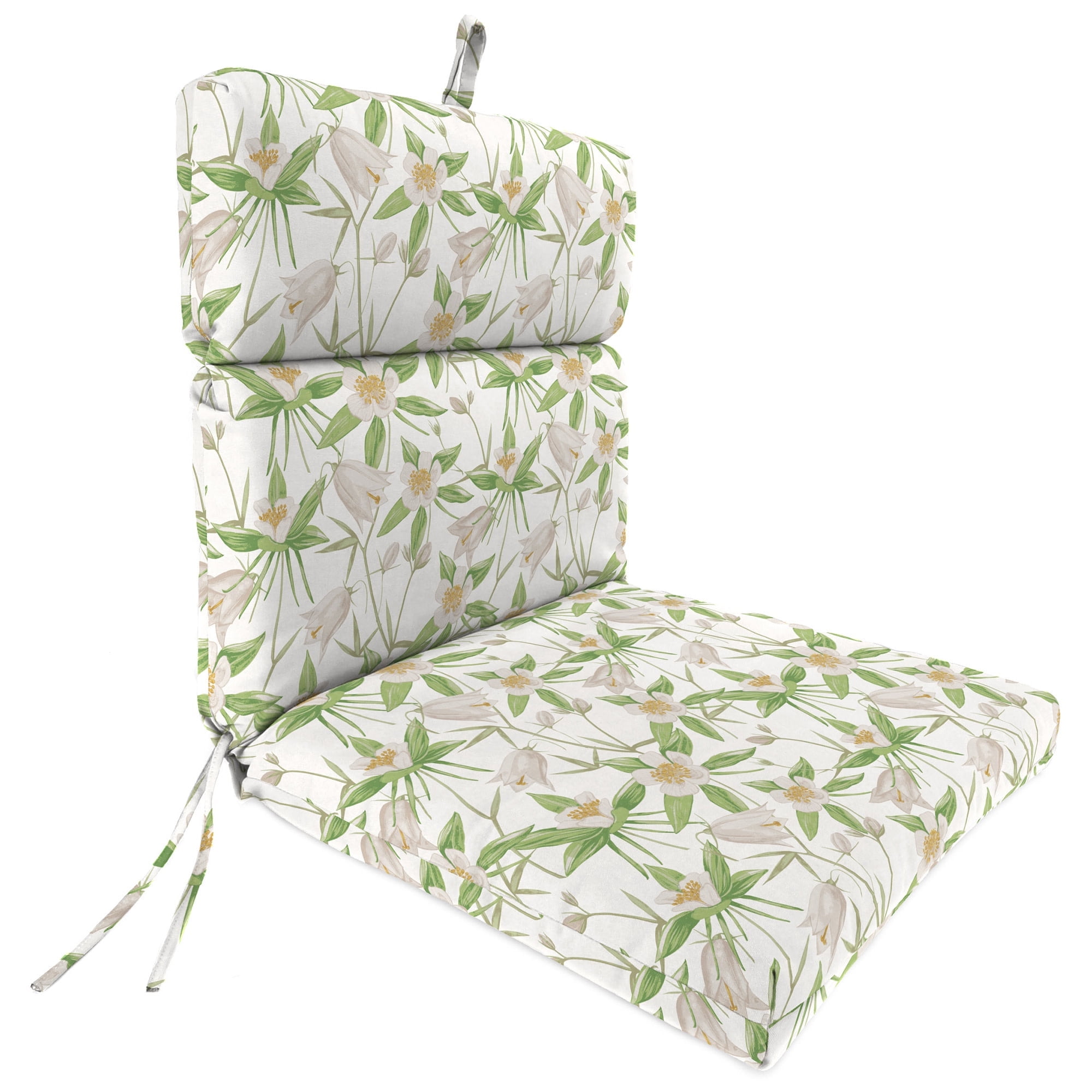 Jordan Manufacturing 44" x 22" Alleah Chutney Cream Floral Rectangular Outdoor Chair Cushion with Ties and Hanger Loop
