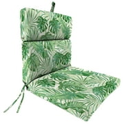Jordan Manufacturing 44" x 22" Bryann Tortoise Green Tropical Rectangular Outdoor Chair Cushion with Ties and Hanger Loop