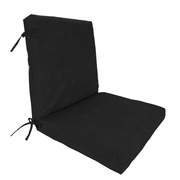Jordan Manufacturing 44" x 22" Canvas Black Solid Rectangular Outdoor Chair Cushion with Ties